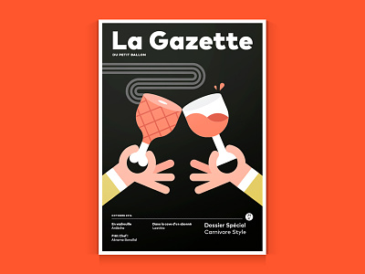 La Gazette October 2016 flatvector illustration magazine magazine cover meat print vector wine