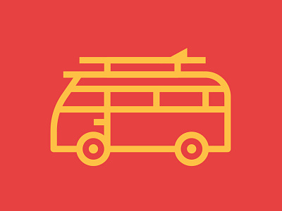 Let's go surfing now... beach bus holiday icons line surf vector