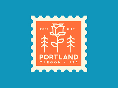 Portland america illustration oregon portland rose spot illustration stamp travel vector