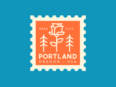 Portland america illustration oregon portland rose spot illustration stamp travel vector