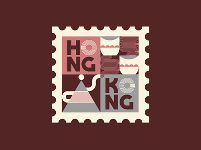 Hong Kong china hong kong illustration spot illustration stamp tea travel vector