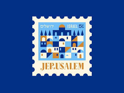 Jerusalem city geometric illustration jerusalem spot illustration stamp travel vector