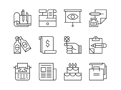 Business Icon Collection business cake finance icon iconography illustration line money presentation typewriter vector