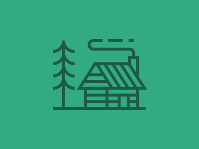 Winter Cabin cabin icon iconography line pictogram season tree vector winter