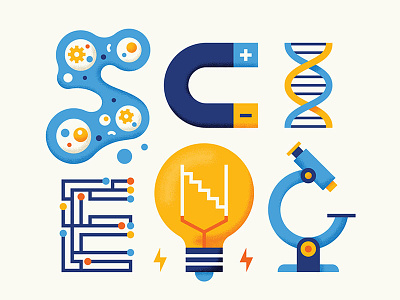 Science dna icon illustration inconography light science type typography vector