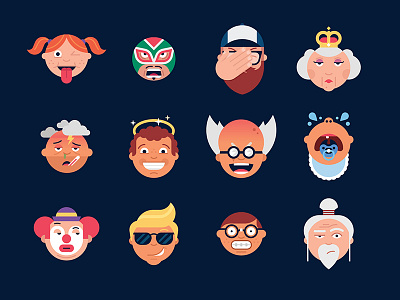 Wink - Emoji Stickers character chat emoji faces illustration imessage sticker vector