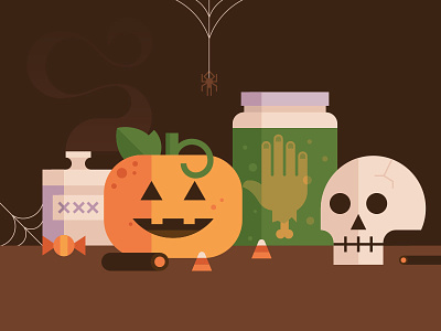 Tricks and Treats halloween poison pumpkin skull spider sweets trick trickortreat