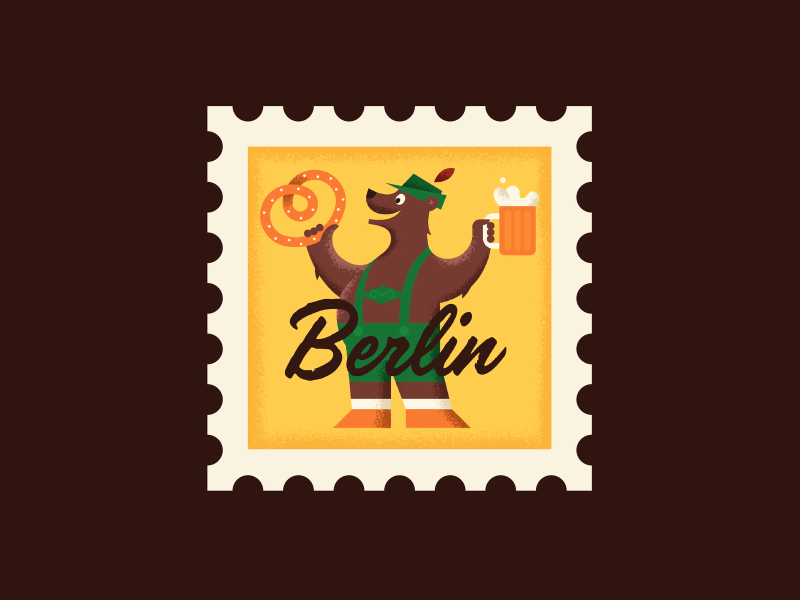Berlin berlin bold character colorful fun illustration postage stamp retro vector vintage