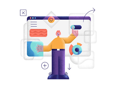 FF0020: UI Guy abstract bold character design colorful geometric illustration tech ui vector