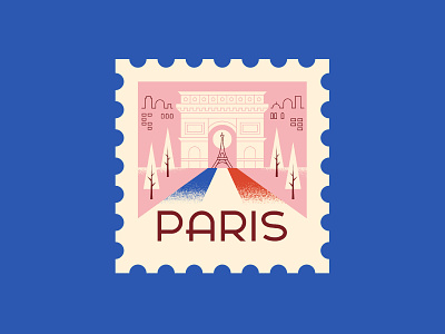 Paris ephemera illustration line illustration paris postage stamp retro spot illustration vector vintage