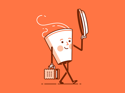 International Coffee Day biscuit character coffee editorial illustration line mister spot illustration vector