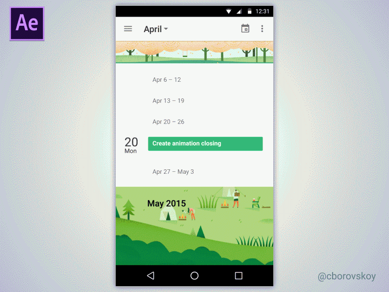 Pattern close the page - Free AE Project File ae after effects android animation calendar design free freebie gif google material ui