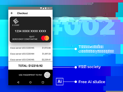 Creditcardcheckout.bmp #dailyui 002 android app card checkout credit dailyui free freebie illustrator mister mr. robot robot