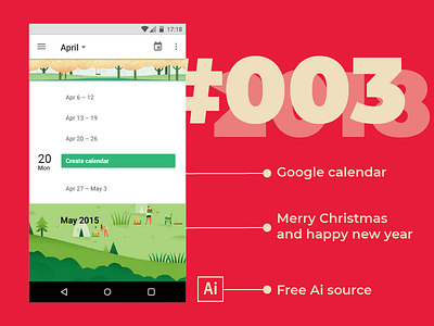 Day 3 — Calendar #dailyui ai android calendar design free freebie google illustrator material ui