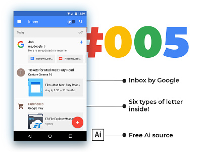 Day 5 — Inbox by Google #dailyui ai android design free freebie google illustrator inbox material ui