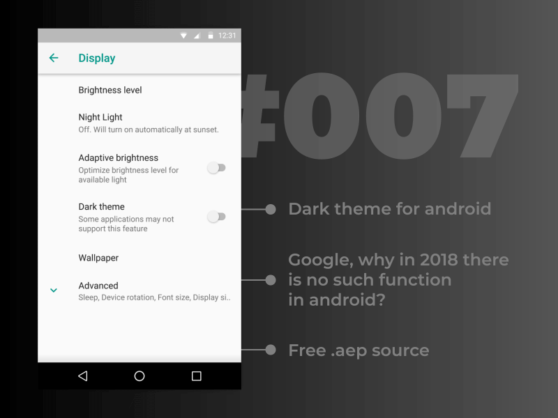 Day 7 — Settings and dark theme #dailyui android animation dark theme design gif google material material design