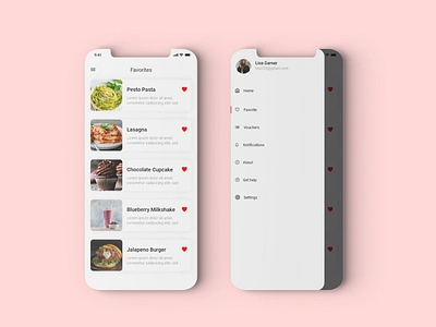 Favorite :: DailyUI 044 adobe xd android app dailyui dailyui044 dailyui44 design drink favorite food iphone menu ui ui design uiux ux