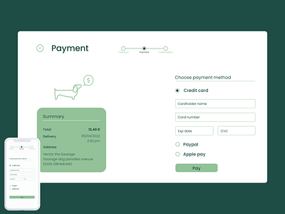 Daily UI Challenge 002 | Petdream credit card checkout