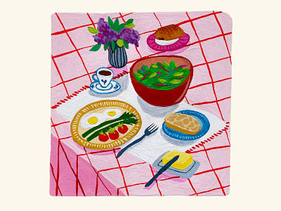 Still life artwork food food illustration gouache gouache painting hand drawn illustration painting