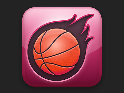 Dribbble Debut basketball flames game glossy icon toy