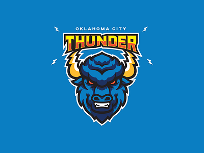 NBA logos redesign - OKC Thunder V1 basketball branding bulls chicago design illustration jordan logo michael nba sport