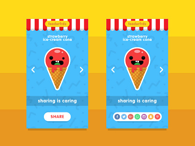 #010 - Social Share app cartoon children dailyui design food fun funny ice cream interface social ui