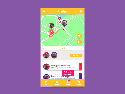 #020 Location Tracker cute dailyui design dog fun location party pet tracker ui ux