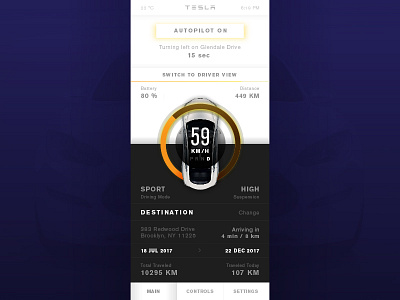 #034 Car Interface app car dailyui design interface remote settings tesla ui ux