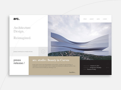 #051 Press Page architect architecture building curve dailyui design layout minimal press ui ux web