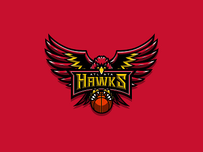 NBA logos redesign - Atlanta Hawks Extra 01 atl atlanta basketball branding hawks illustration logo nba sport sports
