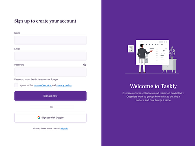 Sign up page ui