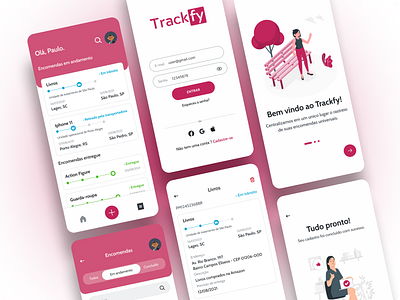 Universal tracking app - Trackfy app design mobile order package track tracking ui