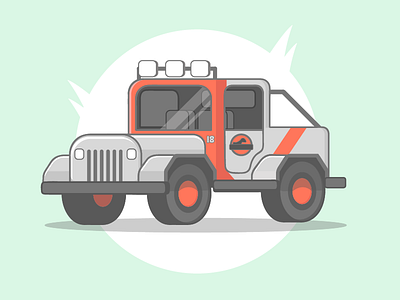 Jurassic Park art car dinosaur illustration jeep jurassic line park