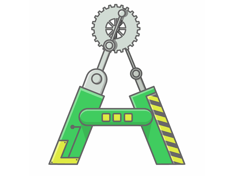 A animation cogs machine motion piston type