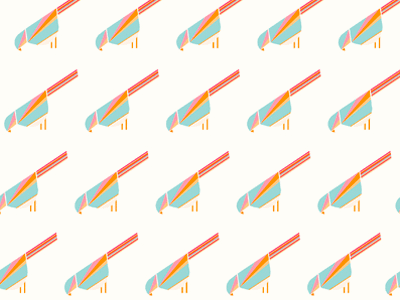 birdie pattern II bird blue cute illustration orange pattern pink yellow