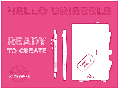Hello Dribbble debut first shot font illustration illustrator paper pen polya