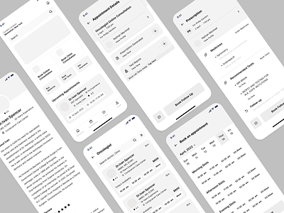 HomeCare low fidelity wireframes