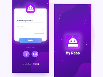 Robotic Personal Assistant App(WIP) 2018 ai app design color iphone x login robotic app ui uiux ultra violet ux