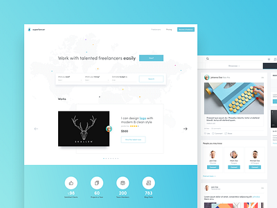 Superlancer Landing Page design feed freelancer freelancer network landing page layout ui ux website