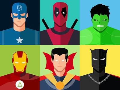 Marvel Comic Character, black panther captain america character comic deadpool hulk illustration iron man marvel minimalist