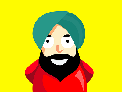 Vector Illustration big eyes big moustache character vector green turban illustration india indian indian man mustache panjabi turban vector