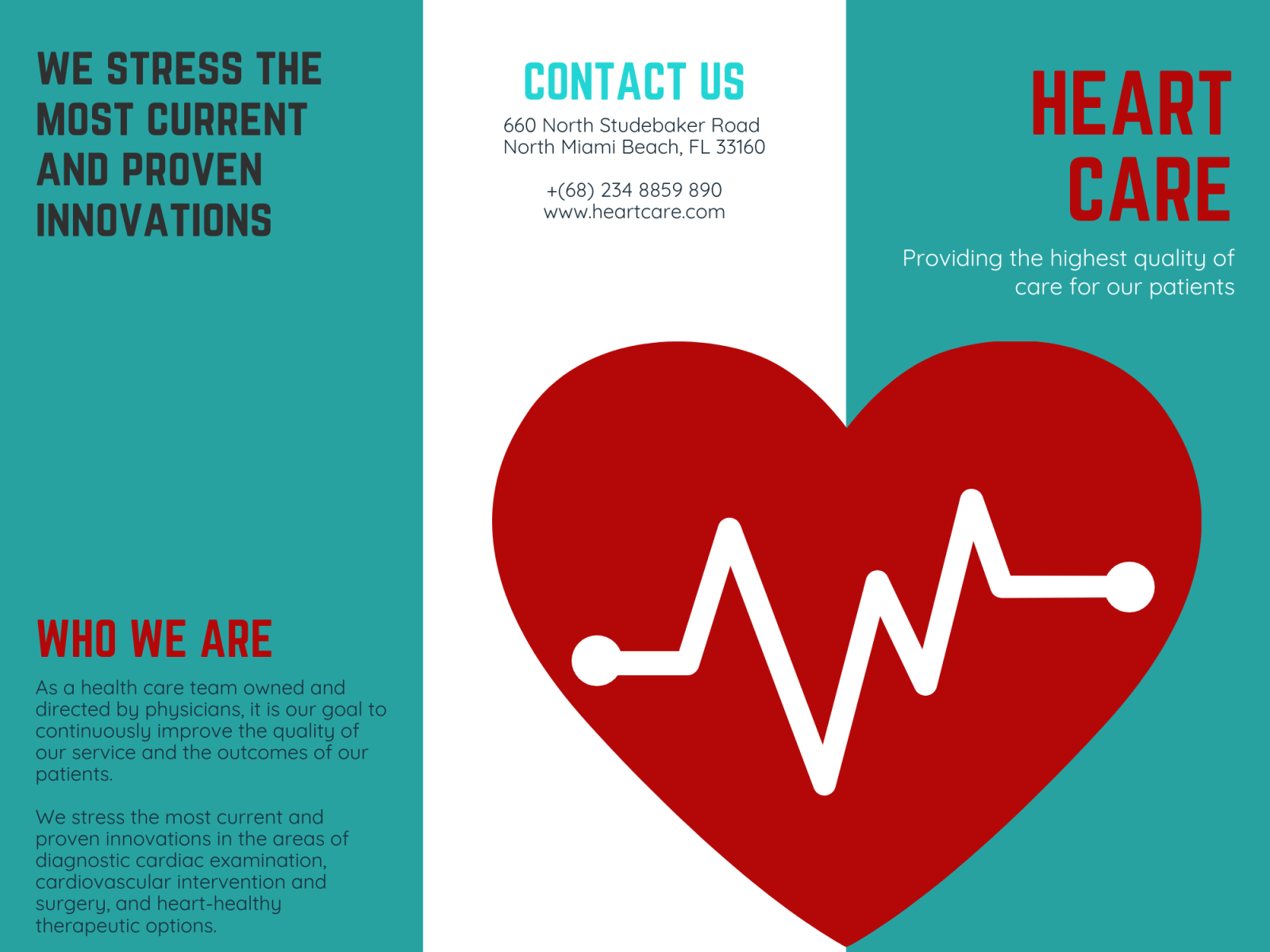 Turquoise Heart Vector Medical Brochure by Jamila on Dribbble
