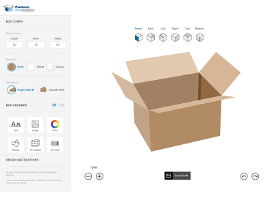 Custom Box Builder UI clean custom interface sidebar ui user ux