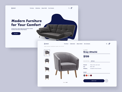 Furniture Website - Home Page & Product Page Designs chair decor design ecommerce furniture homepage interior minimalistic online store product page sofa ui ux web web design