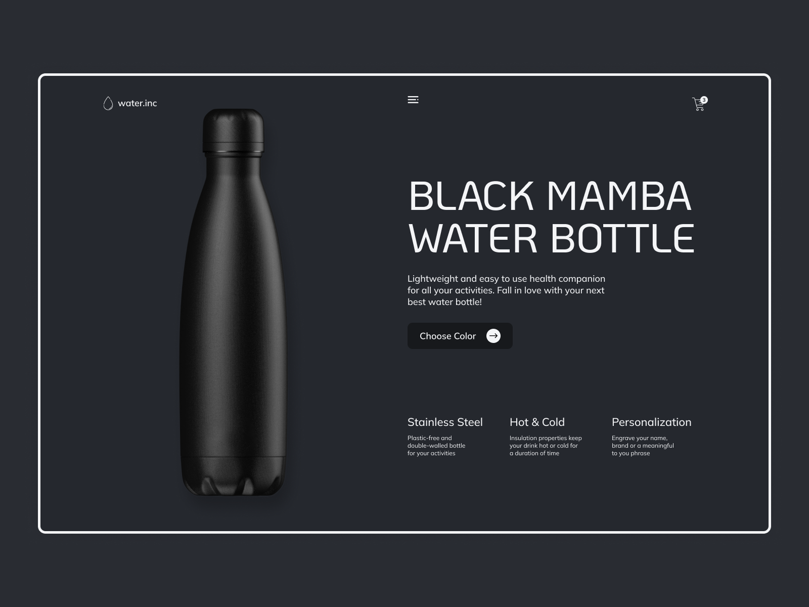 Water Bottle site Design by Elizabeth Nova on Dribbble