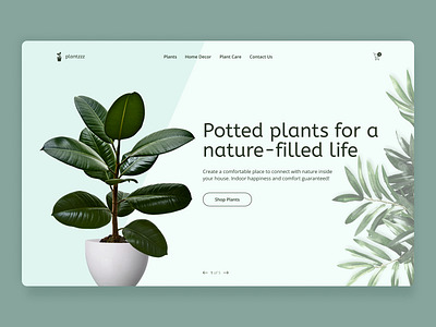 Plant Store Design Concept concept design ecommerce flowers home decor homepage light green minimal online store plants simple ui ux web design website