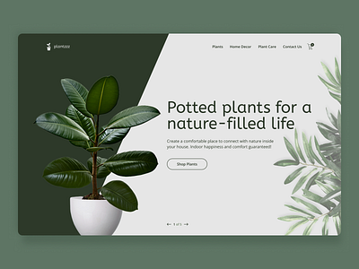 Plant Store Design Concept concept dark green design ecommerce flowers home decor homepage light green minimal online store plants simple ui ux web design website