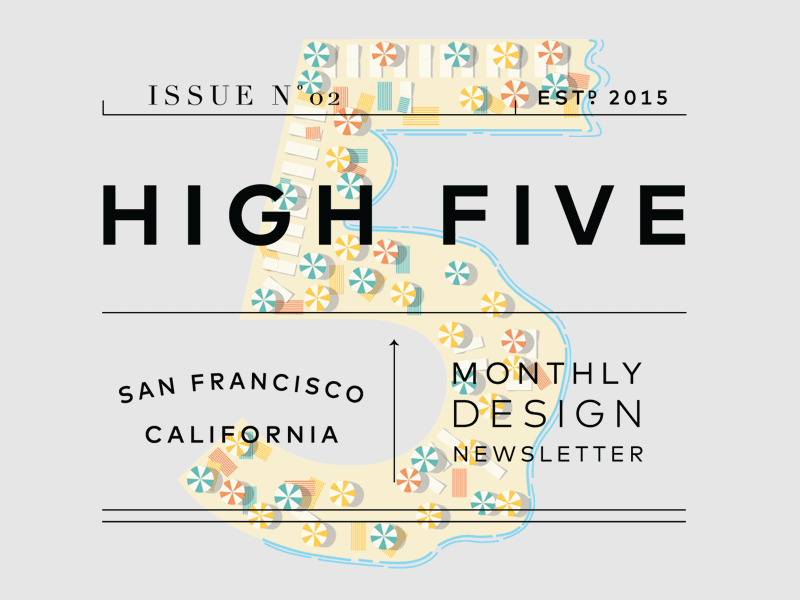 High Five Issue 02 beach newsletter number typography