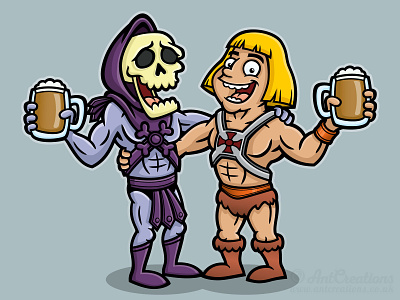 He-Man and Skeletor Cartoon 80s beer cartoon he man illustration illustrator skeletor vector vector illustration