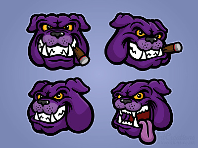 Purple Bulldog Heads bulldog bulldogs canine dog illustration illustration illustrator vector vector illustration